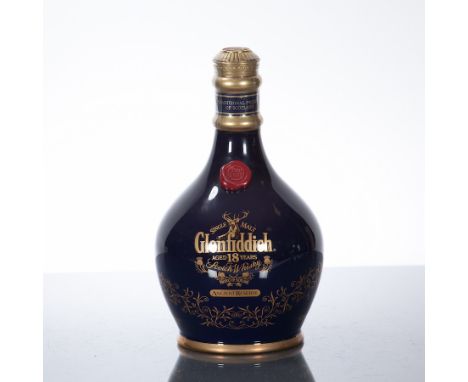 GLENFIDDICH 18 YEAR OLD ANCIENT RESERVE
Single Speyside Malt Whisky, 700ml, 43% volume, blue ceramic flagon.