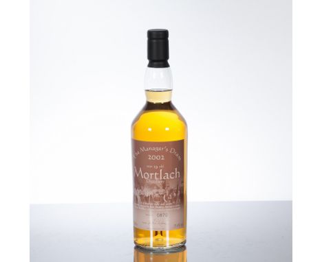MORTLACH 19 YEAR OLD MANAGER'S DRAM 2002
Single Speyside Scotch Whisky bottled 6 December 2002. Bottle no. 0870. 70 cl, 55.8%