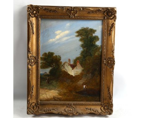 Edward Robert Smythe, oil on wood panel, a scene near North Watsham Norfolk, signed with original label verso, 38cm x 27cm, f