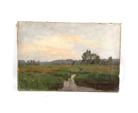 19th century Cornish School, oil on canvas, marsh landscape, unsigned, 30cm x 46cm, unframedNo canvas damage or repairs, a fe