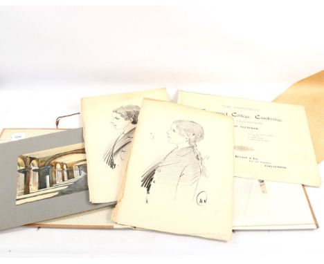 The Portfolio of Emmanuel College Cambridge, 7 drawings by Hanslip Fletcher (printed images), together with a watercolour and