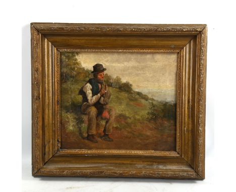 George Swinstead (1860 - 1926), oil on canvas, sailor resting, 25cm x 30cm, framedSlightly dirty, light stretcher mark along 