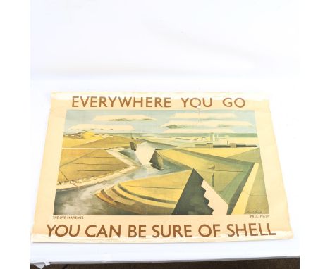 Paul Nash, advertising poster, You Can Be Sure Of Shell, depicting the Rye Marshes, published 1969, unframedEven paper discol