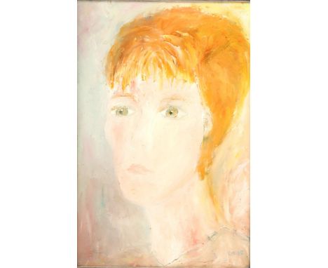 Sylvia Levine (1911 - 1998), oil on board, head portrait, signed, 41cm x 28cm, framedGood condition 