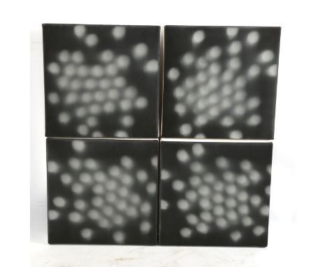 James Lumsden, a set of 4 oil on canvas on MDF, Fascination series 2001, signed and labelled verso, 20cm x 20cm, unframedGood