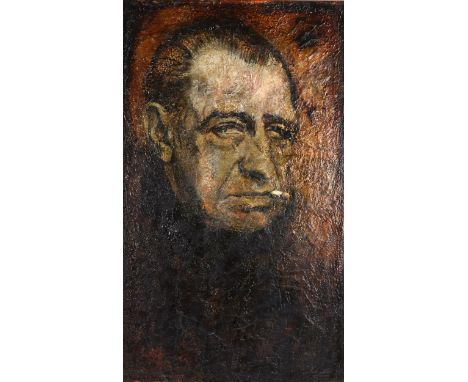 Early 20th century oil on canvas, inscribed verso self portrait, indistinct artist's signature, 84cm x 50cm, framedGeneral pa