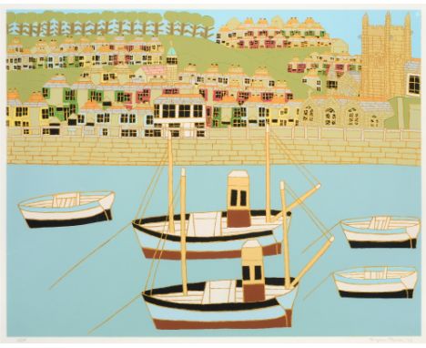 Bryan Pearce (1929-2007) ''St Ives from Smeaton's Pier'' Signed and dated (19)76, numbered 25/75, lithograph, 56cm by 70cm Ar