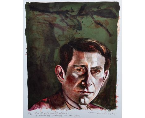 Tom Wood (b.1955) ''HRH The Prince of Wales'' Signed and dated 1989, inscribed ''A working drawing - for Ken'', A/P, lithogra