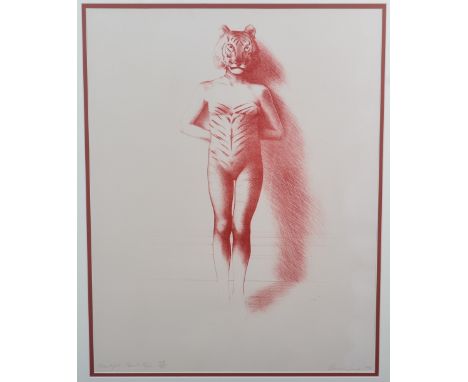 Adrian George (b.1944) ''Beautiful Beast-Tiger'' Signed and dated 1976, inscribed and numbered 37/75, lithograph, together wi