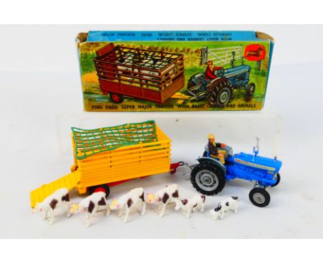 Corgi Toys - A boxed Corgi Toys Gift Set 1 Ford 5000 Super Major Tractor with Beast Carrier and Animals. The tractor in blue 