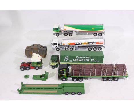 Corgi - Five unboxed Corgi 1:50 scale diecast model trucks. Lot includes Corgi CC13902 Foden Alpha log trailer "R & H Scott";