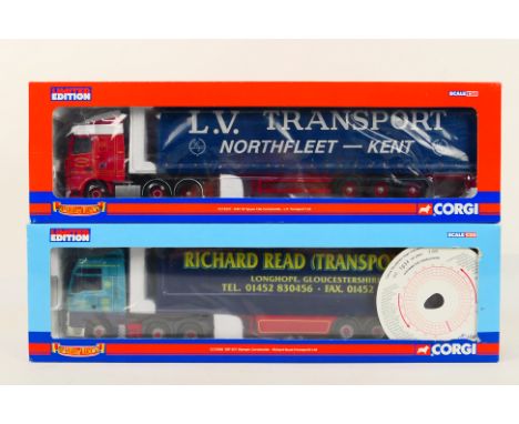 Corgi - Hauliers Of Renown - 2 x limited edition trucks, DAF XF Space Cab in L.V. Transport livery (de-certificated) # CC1322