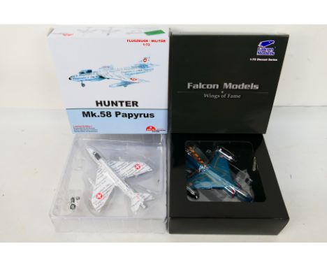 Falcon Models - Arwico models  - Two boxed diecast 1:72 scale military aircraft models. Lot consists of Falcon Models FA72600