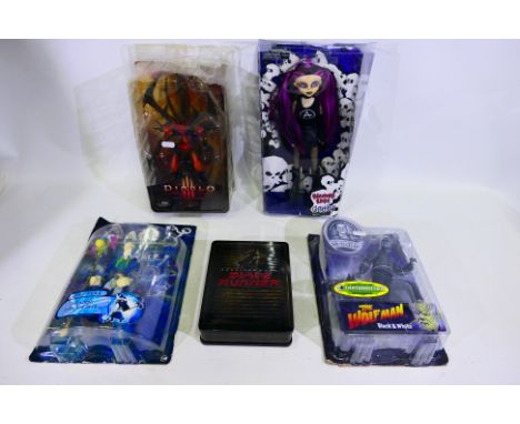 Neca, Diamond Select Toys, Star Images, BBC, Other - 5 x boxed figures and Blade Runner DVD. Lot includes a Neca 'Diablo' Lod