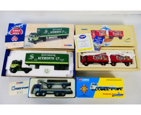Corgi - 3 x limited edition trucks, Scammell Crusader in Ackworth livery number 505 of 2400 made # CC12602, AEC Mercury with 