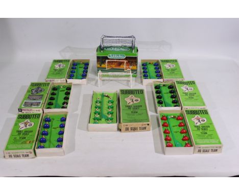 Subbuteo - 7 x boxed teams and Goal. Some of the players have damage and losses, most are in Very Good condition in Good boxe