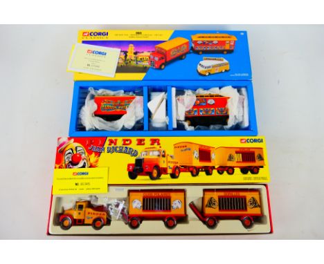 Corgi - 2 x boxed limited edition trucks, Scammell Highwayman and trailers in Pinder Circus livery number 1345 of 4400 made #