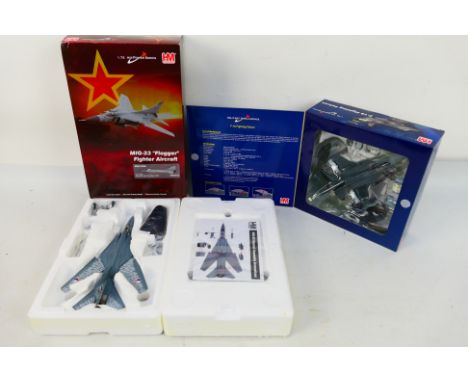 Hobby Master - Two boxed diecast 1:72 scale military aircraft models from Hobby Master. Lot consists of Lockheed F-16AM 301 S