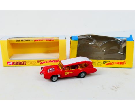 Corgi Toys - A boxed Corgi Toys #277 'Monkeemobile'. The model in red with white roof, yellow interior and four figures (one 