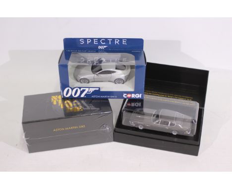 Corgi - James Bond - 3 x boxed Aston Martin models, DB10 from Spectre # CC08001, V8 from No Time To Die # CC04805 and DB5 fro