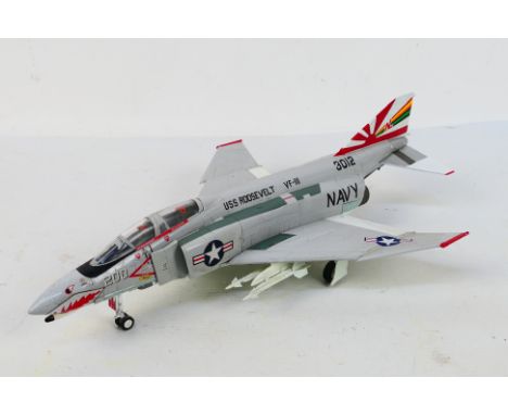 CDC Collection Armour - An unboxed F-4 Phantom in 1:48 scale. The model named USS Roosevelt is dusty from display and may hav