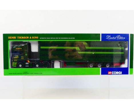 Corgi - A 1:50 scale Scania Topline Livestock Transporter in Henry Thomson & Sons livery # CC12917. The model appears Mint wi