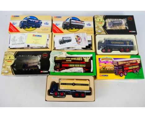 Corgi - 5 x limited edition trucks, AEC Mammoth Major tanker in Guinness livery # 26701, Atkinson circus truck in Anderton & 