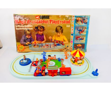 Corgi - A boxed Corgi Toys #853 Magic Roundabout Playground. The set contains Magic Roundabout Train with Mr.Rusty and Basil 