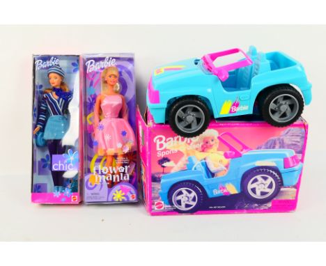 Mattel - Barbie - Two boxed Barbie Dolls and boxed Barbie accessory. Lot consists of Mattel #24658 Barbie 'Chic'; #28614 Barb