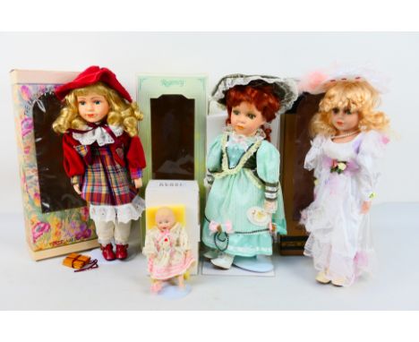Ashton-Drake Galleries, The Knightsbridge Collection, Regency. Just Gifts - 4 x boxed porcelain dolls - Lot includes a postag