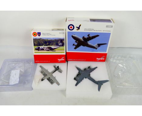 Herpa - Two boxed diecast 1:200 scale Limited Edition military aircraft models from Herpa. Lot consists of Herpa 571173 Airbu