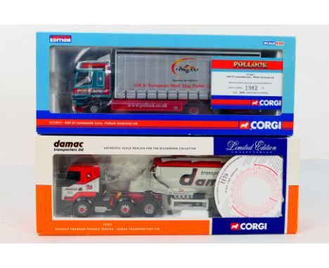 Corgi - 2 x limited edition trucks in 1:50 scale, Renault Premium powder tanker in Damac livery number 1179 of 2900 made # 76