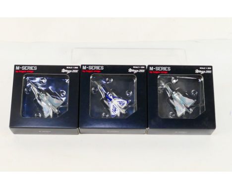 Hogan Wings - Three Hogan Wings M-Series 1:200 scale diecast Mirage 2000 aircraft. Lot comprises of 7440 Dassault Mirage 2000