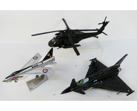 Franklin Mint Collection Armour - Unimax - An unboxed Eurofighter in 1:48 scale a UH-60 Black Hawk helicopter and an EE Light