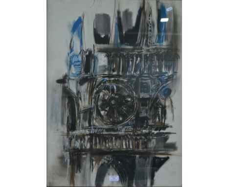 R Platt, Notre Dame de Paris, pastel drawing, 76cm x 54cm.