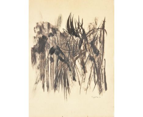
	
		λ&nbsp;Bruce Tippett (British 1933-2017)
		Untitled, April 1958
		Charcoal and ink 
		Signed and dated 'Tippett 4.58' (l