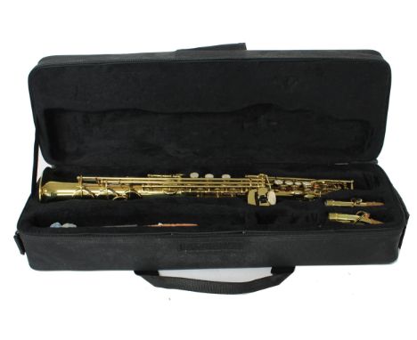 Venus model SS512G soprano straight saxophone, gold lacquered, two crooks, hard case 