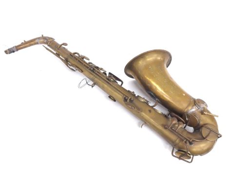 Rare brass alto saxophone No. 16153 (made in 1856) by and inscribed Saxophone Alto en Mib brevete, Adolphe Sax a Paris, also 