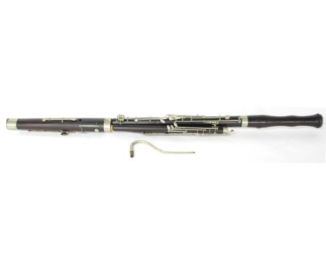 Old bassoon by and stamped C. Mahillon &amp; Co, London; also stamped New Philharmonic low pitch, nickel mounted, with crook 