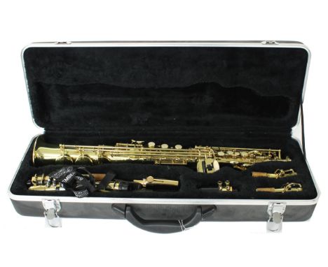 Venus model SS512G soprano&nbsp;straight saxophone,&nbsp;gold lacquered with various crooks and mouthpieces, hard case 