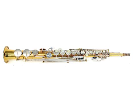 Fine early Selmer Mark VI gold lacquered soprano saxophone stamped Selmer, 4, Place Dancourt, Paris no. 94773, Made in France