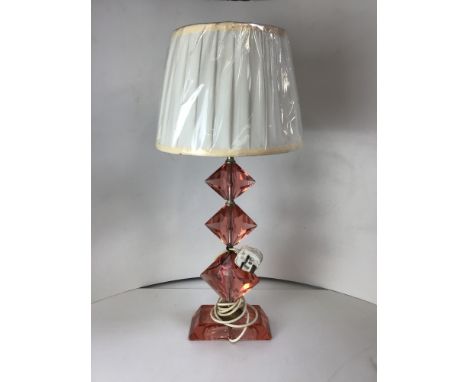 Art Deco Glass Base and Modern Shade (Chipped in Places) Lamp Base - 48cm with Shade 62cm 