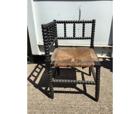 Ebonised Bobbin Turned Corner Chair 