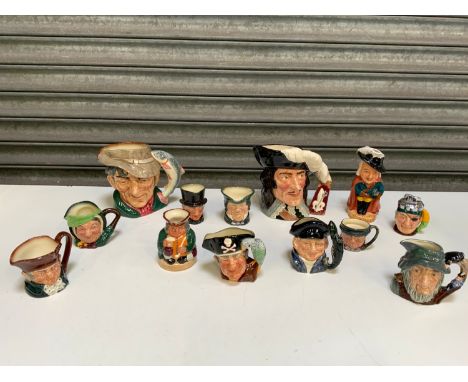 Character Jugs and Lighter to Include Royal Doulton Poacher and D'Artagnan 