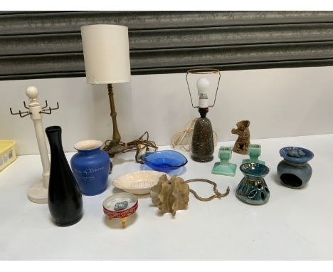 Brass Lamp and Candle Holders etc 