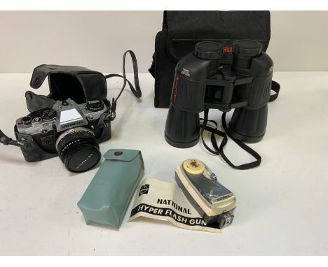 Celestron Binoculars, Olympus Camera and Hyper Flash Gun 