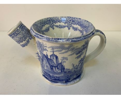 Blue Band White Transfer Print Spittoon - 10cm High 
