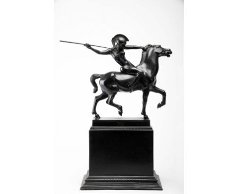 "Amazon", bronze sculpture with black patina, German, 20th C. (1st quarter), signed FRANZ VON STUCK - probably Franz von Stuc