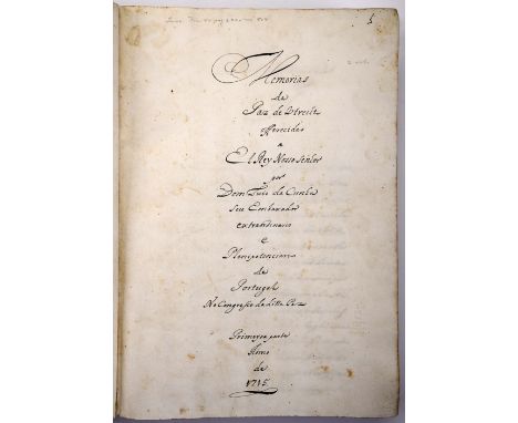 MANUSCRITO.- [UTRECHT, PAZ DE].- Memorias da Paz de Utrecht offerecidas a ElRey Nosso Senhor por Dom Luis da Cunha seu Embaix