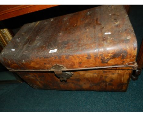 A painted tin trunk